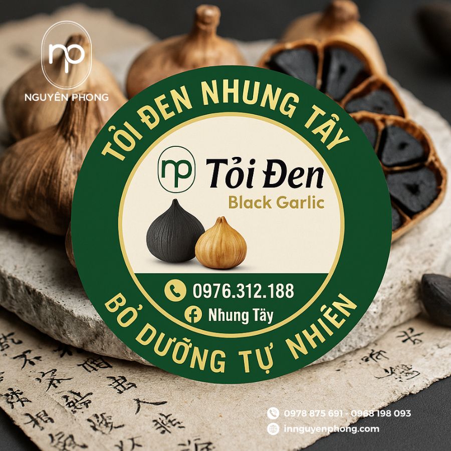 In tem nhãn tỏi đen chuyên nghiệp, nâng tầm thương hiệu